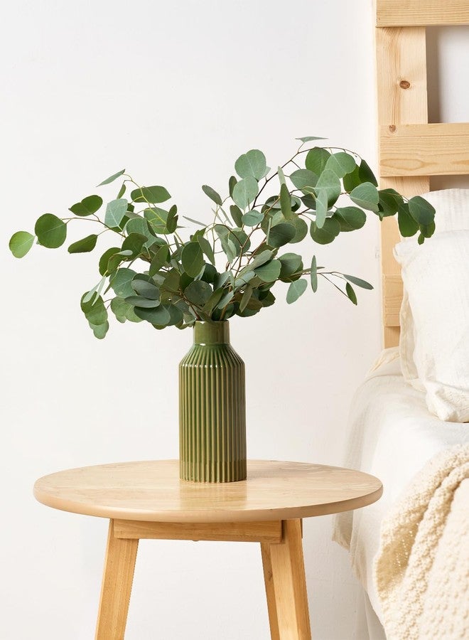 STHIE Green Ceramic Flower Vase, Minimalist Home Decoration, 8 Inch Small Pampas Grass Vases for Kitchen, Bedroom, Office, Living Room, Bathroom, Shelf Centerpiece Table - Image 4